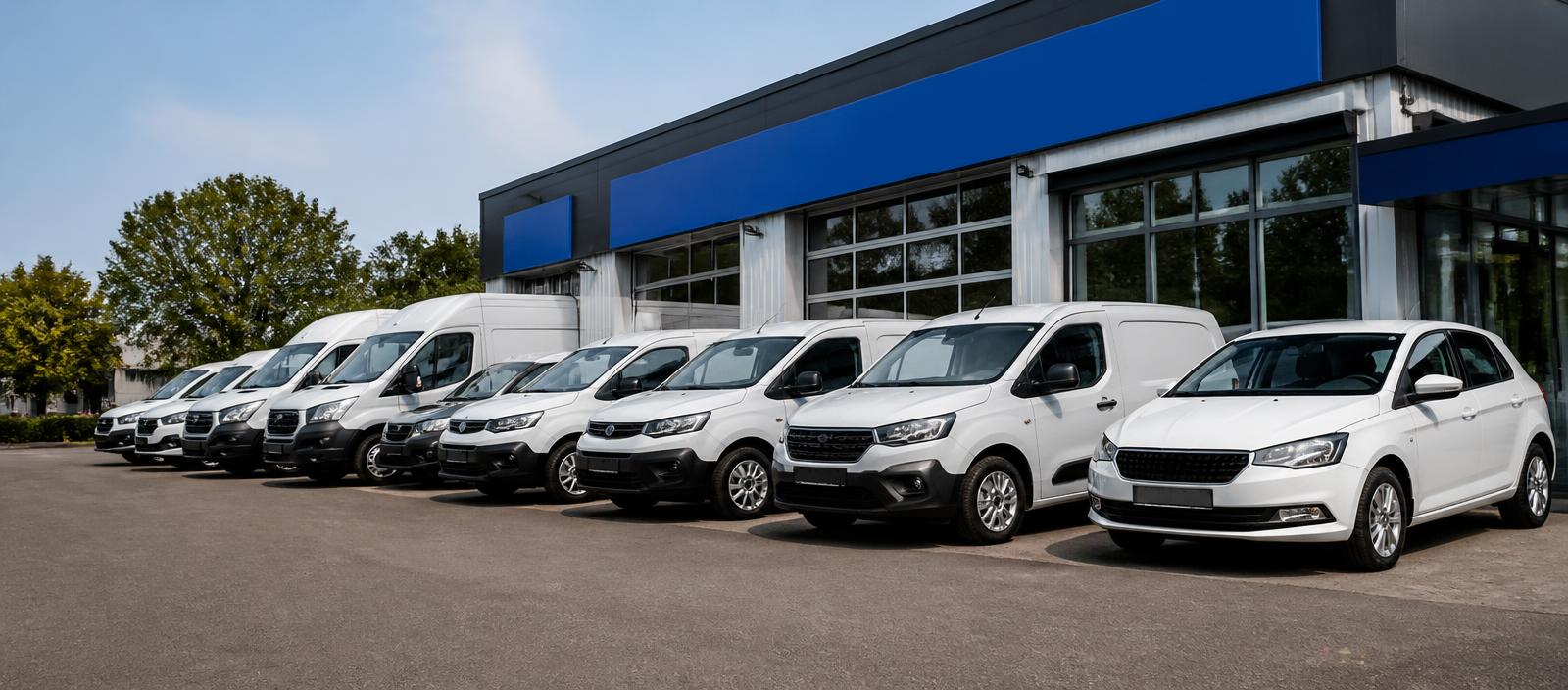 SAR Group fleet of vans and commercial vehicles ready for repair